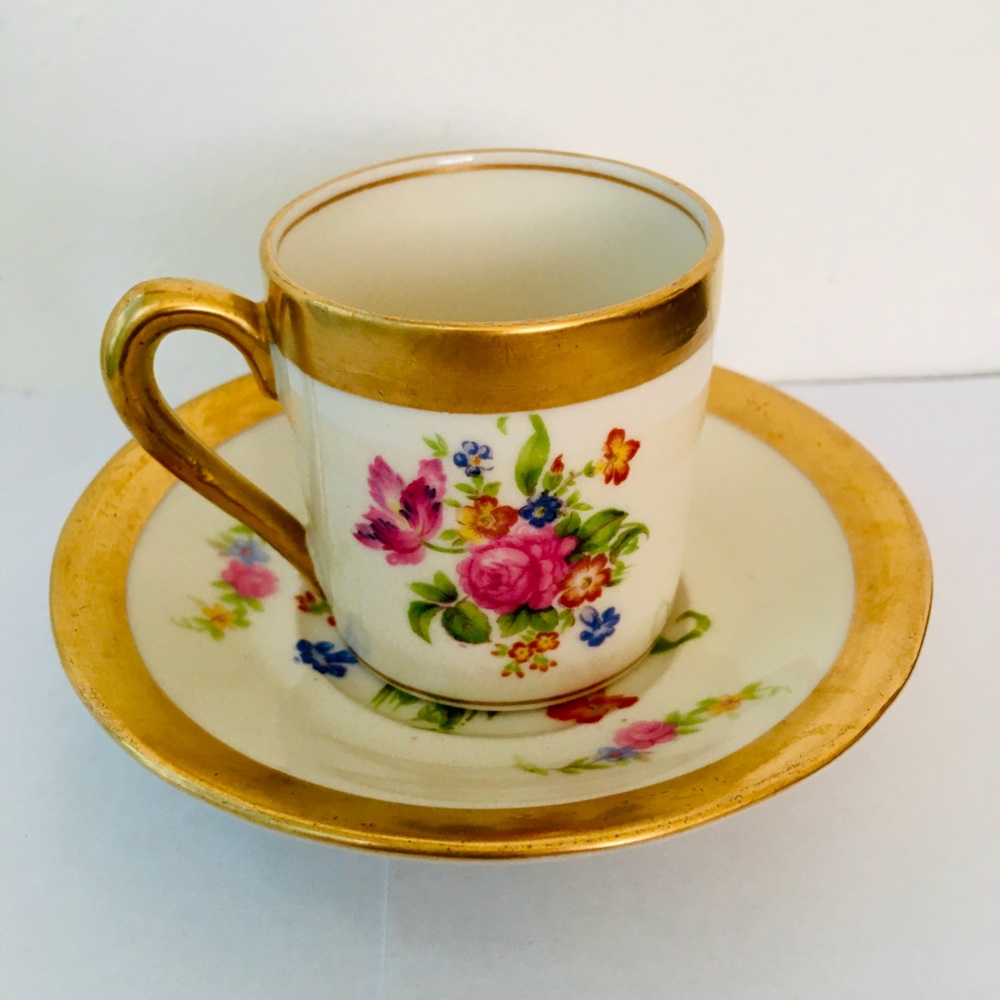 Vintage Floral Demitasse Cup/Saucer by Concorde